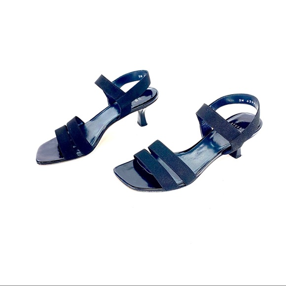 Stuart Weitzman Black Ribbon & Elastic Patent Heels - Picture 5 of 12